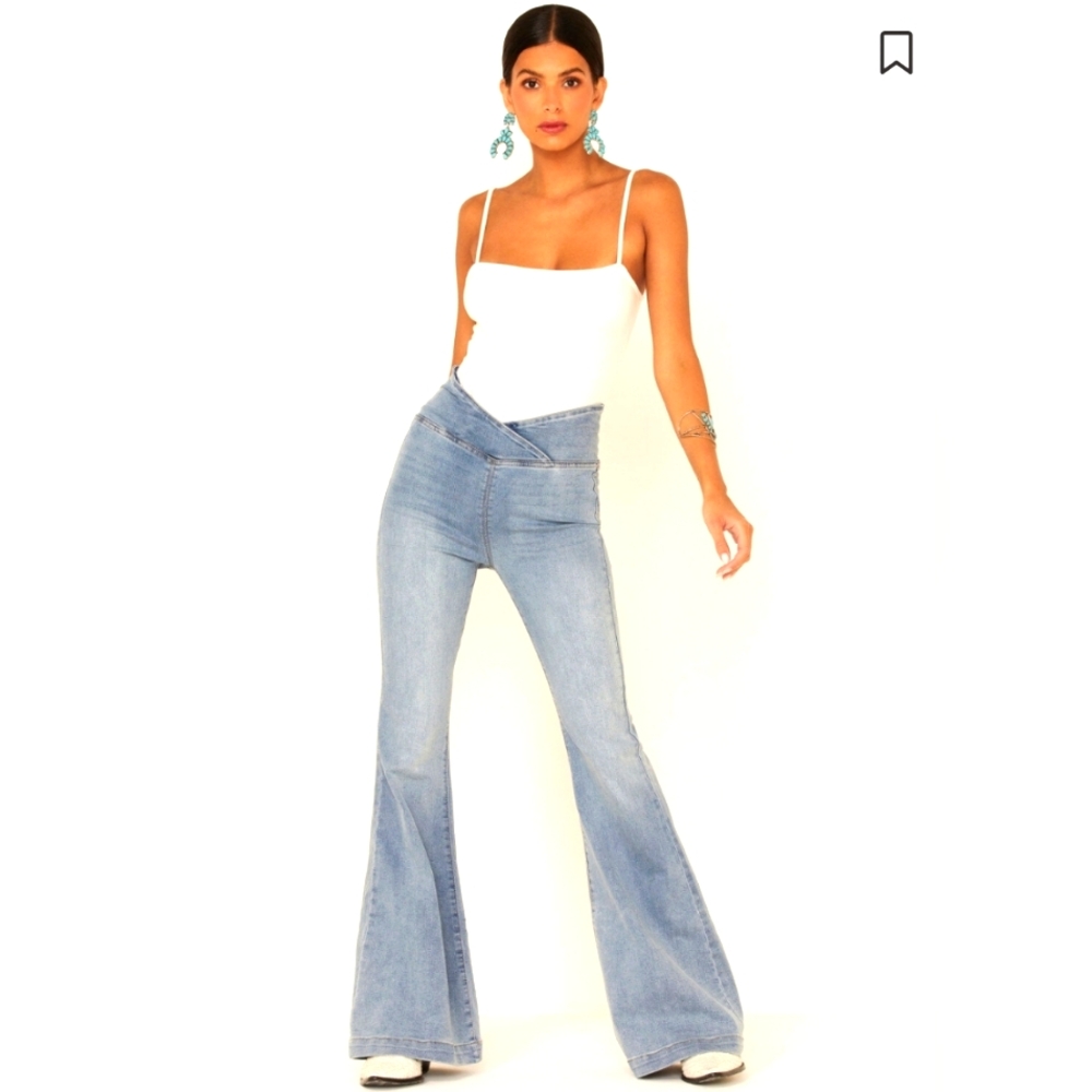 We The Free Light Blue Jeggings High-Waisted Crossover